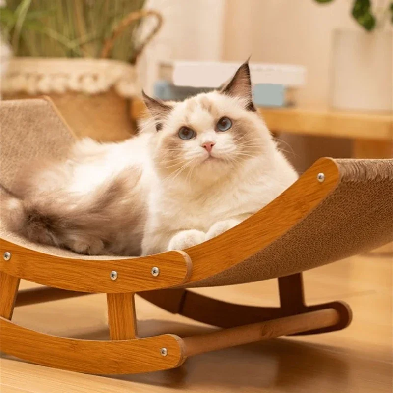 Cats Scratch Rocking Chair with Stable Stand Space Saving Wear Resistant Heavy Density Paper for Cats Scratch Supply