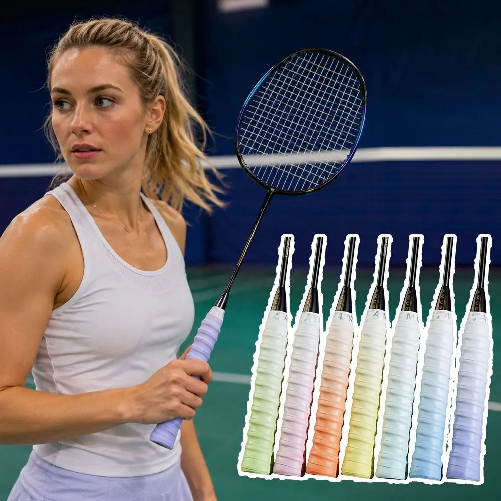 Anti-slip Badminton Handle Wrap Tape Sweat-Absorbent Shock-Absorbing Badminton Racket Grips Wrap Wear-resistant Gradient Color