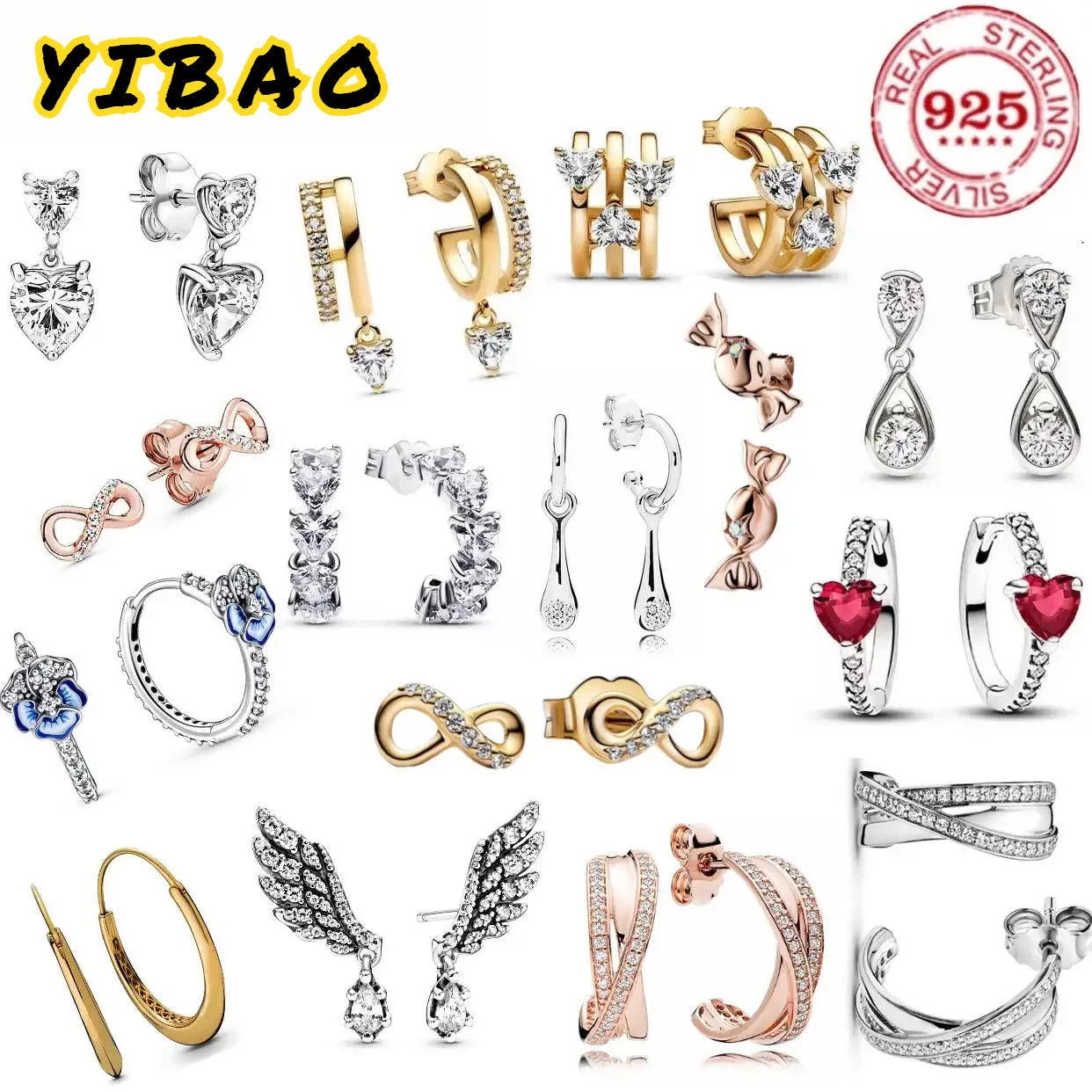 

Hot Sale Luxury 925% Sterling Silver Fashion Heart Drop Wing Zircon Earrings for Women Party Charm Fine Jewelry Accessories