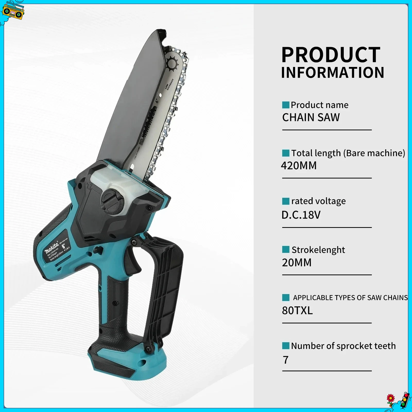 ماكيتا 8 بوصة منشار كهربائي محمول باليد قطع الأشجار الخشبية بالمنشار حديقة تشذيب الخشب أداة السلطة سلسلة المنشار #5