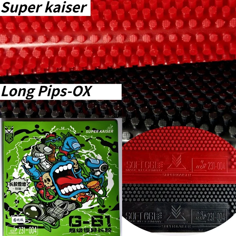 Super Kaiser G61 231-004 Long Pimple OX Medium Pips Professional Table Tennis Rubber High Bounce & Durability Ping Pong Rubber