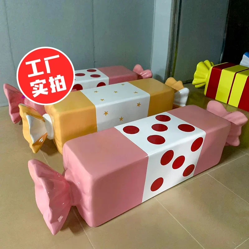 Cartoon Candy Seat Art Gallery Sculpture Outdoor Shopping Mall Playground Bone Chair Decoration