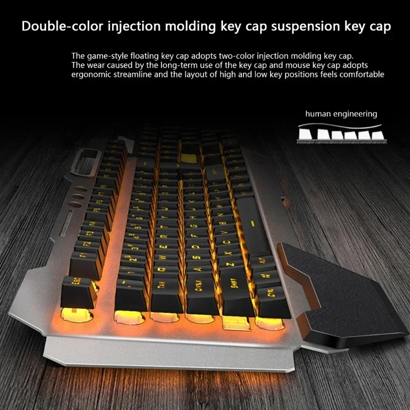 

Wireless Keyboard Mouse Set 104-Key 2.4G Rechargeable Keypad RGB with Mouse 2400dpi Adjustable Gaming Keypad Set