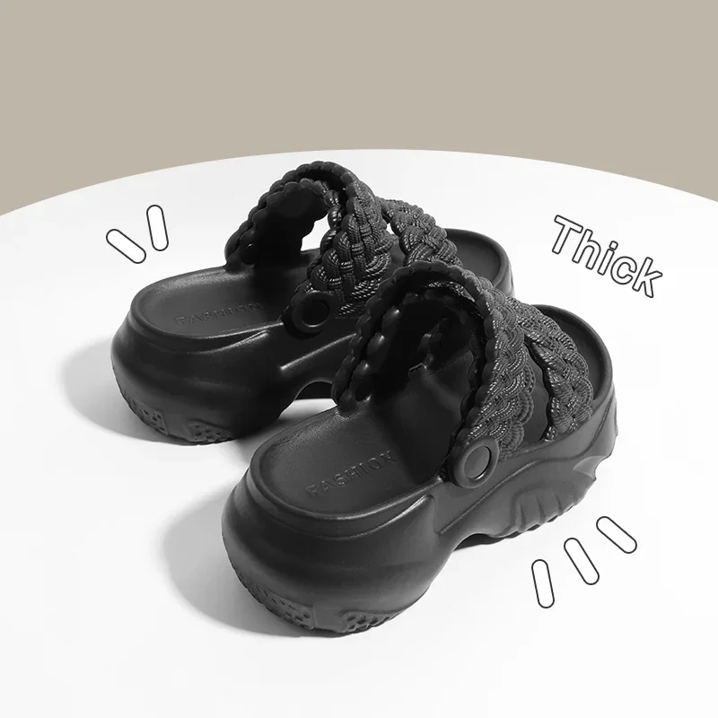 Ladies Shoes Summer Women\'s Slippers Solid Color Thick Bottom Outdoor Platform Water Proof Concise Casual Sandals Flip Flops