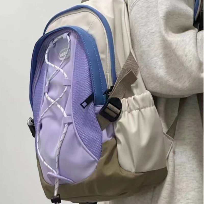 Women Casual Outdoor Traveling Rucksacks Korean Fashion Vintage Students Backpacks Contrast Color Sweet Y2k Aesthetic Schoolbags