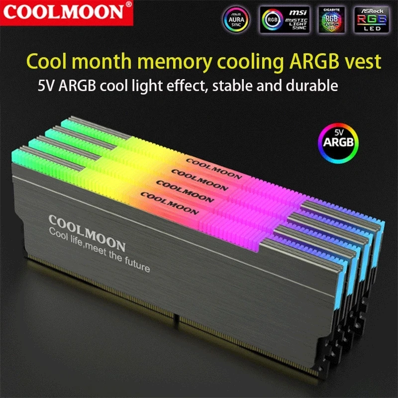 مبرد مشع الذاكرة ببالوعة حرارة من الألومونيوم RGB 5 فولت 3Pin ARGB لوحة أم AURA SYNC