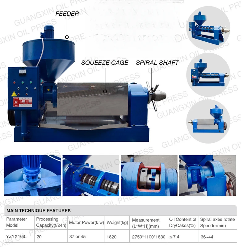 

Press Machine YZYX140CJGX Peanut Soybean Oil Pressing Equipment Peanut Oil Press, Oil Processing, Spiral Type
