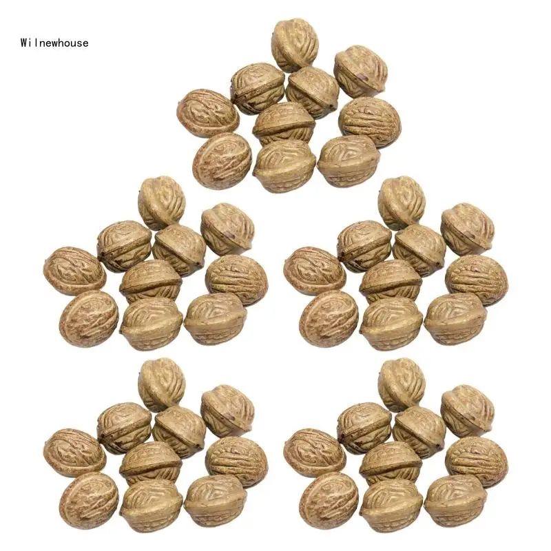 

50Pcs Festival Parties Supplies Imitations Walnuts Artificial Walnuts Unbreakable Decorative Ornament for Various Uses Dropship