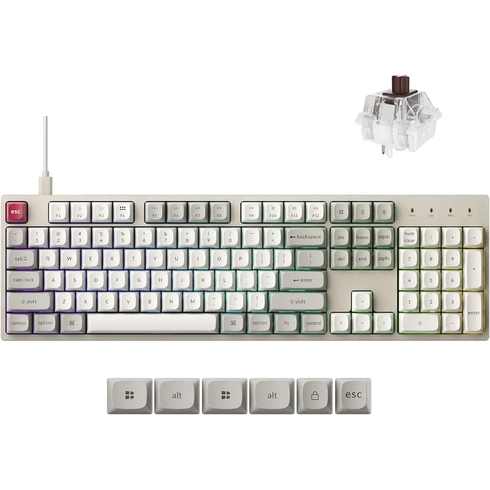 

Full-Size Pro Wired Mechanical Keyboard with 8K Hz Polling, Custom RGB Backlit, Hot-Swappable PBT Keys, Compatible with Windows/