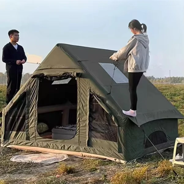 

Strovan Factory Direct Sales Customize Brand Logo Green Outdoor Inflatable Camping Tent Waterproof Family Air Tent