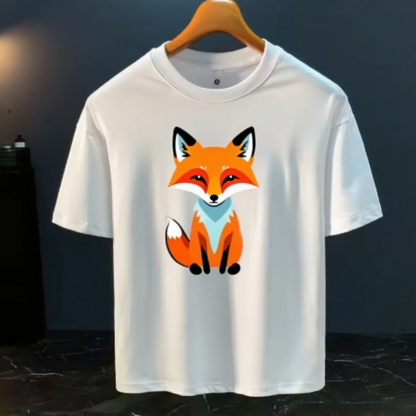 

Cotton T-shirt fox print casual fashion short sleeved top for summer men and women high-quality sports brand