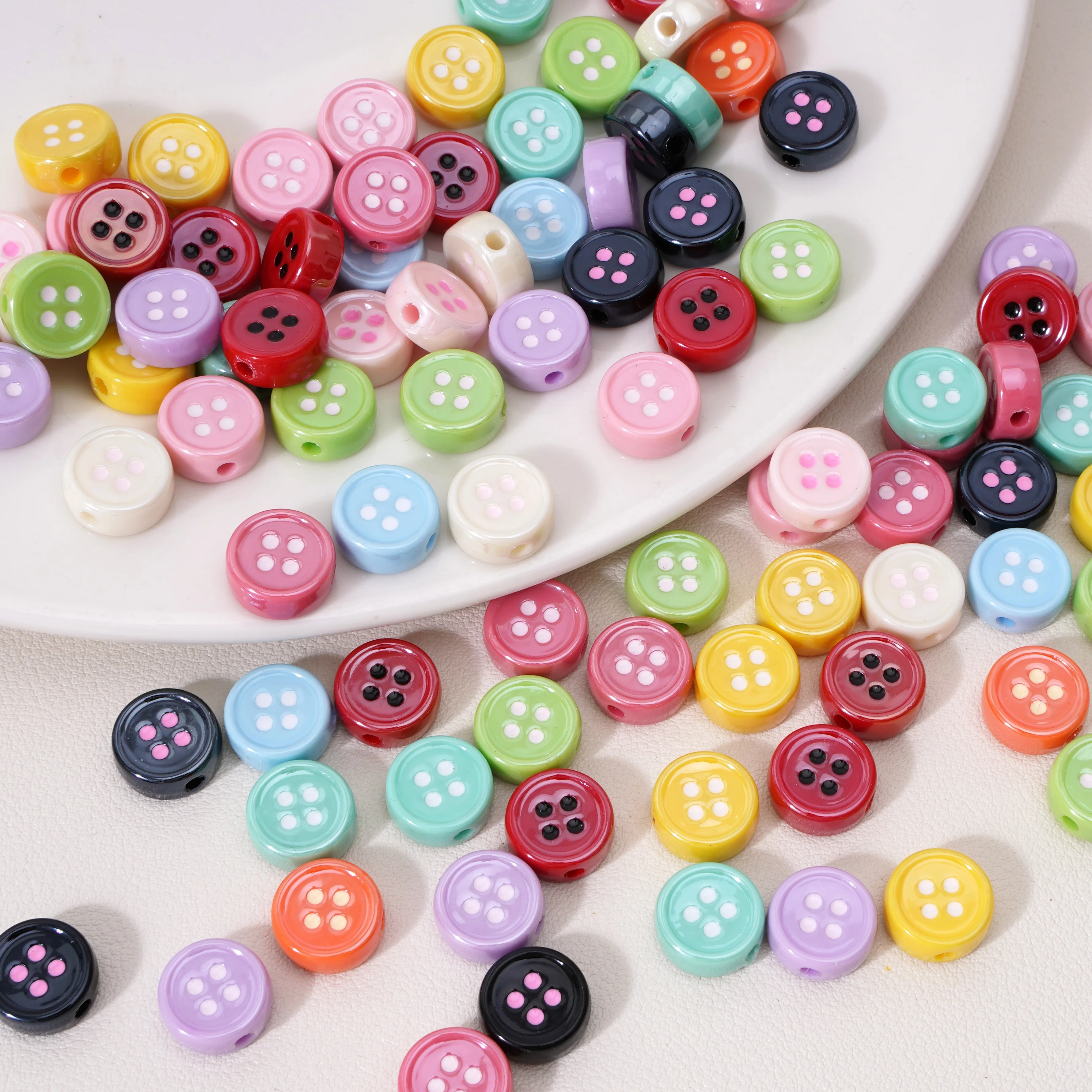 2/5pcs 12mm Multi-color Acrylic Circular Button Shaped Beads Beads & Bead Assortments for DIY Phone Case Decoration Accessories