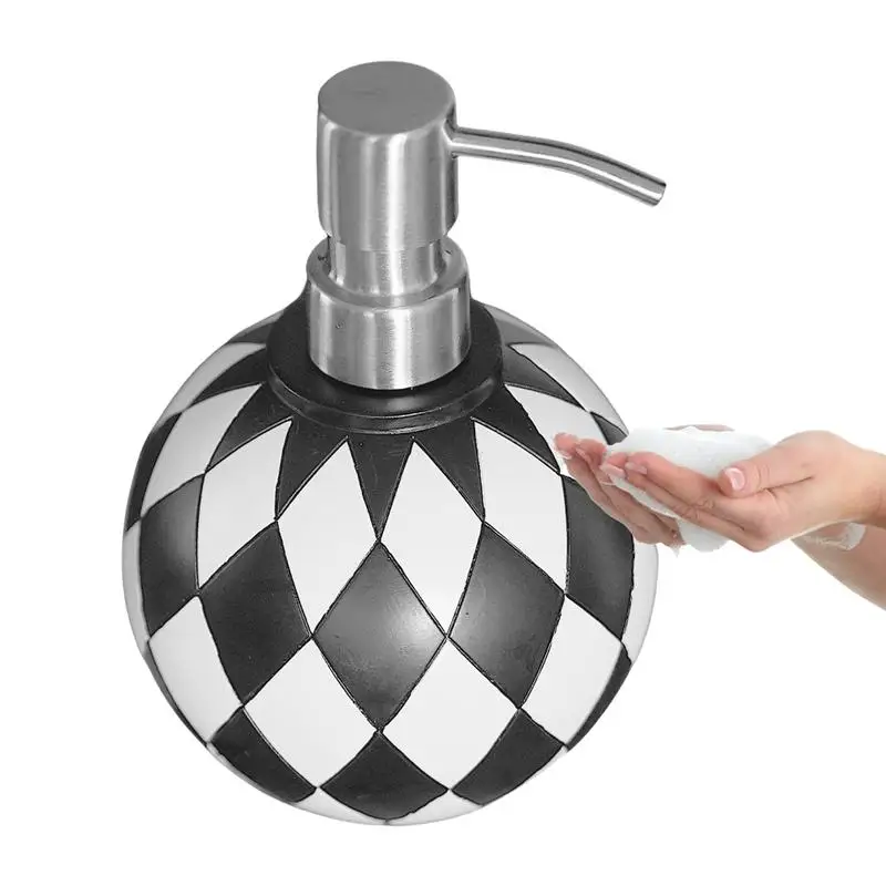 

Soap Dispenser With Pump Refillable Modern Checkerboard Bath Dispenser Plastic Bottle Shampoo Shower Gel Lotion Liquid Container