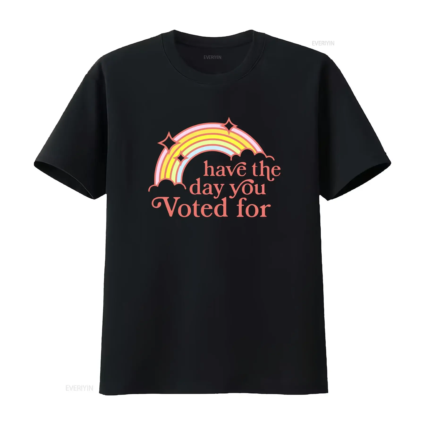 Vintage Have The Day You Voted For Retro Rainbow T Shirt  vintage Washed Unisex Versatile graphic Soft Stylish streetwear homme