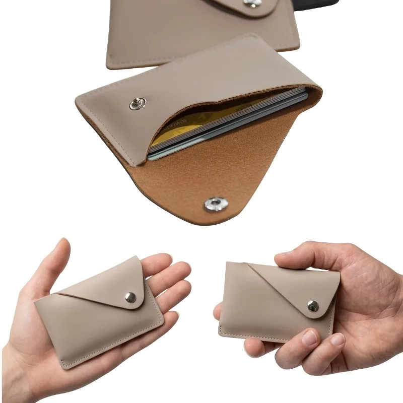 1pc Minimalist Style Envelope Snap Closure PU Business Card Holder Portable and Lightweight Card Holder Wallet