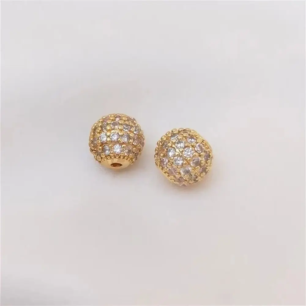 

14K Gold Plating Micro-set zircon ball, diamond ball, bead, bead, diy handmade string bracelet, necklace loose bead material