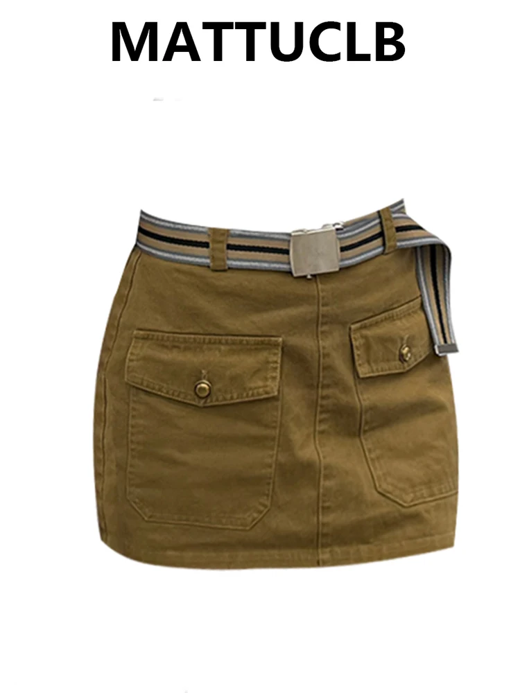 

Summer Women American Vintage Kpop Harajuku Shoujo 2000s Aesthetic High Waist Mini Denim Cargo Skirt Korean Y2k Japanese Fashion