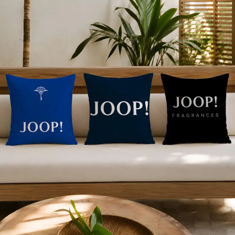 J-JoopS Fashion Logo Cushion Cover Double-Sided Plush Sofa Cushion Covers Organic Breathable Invisible Zipper