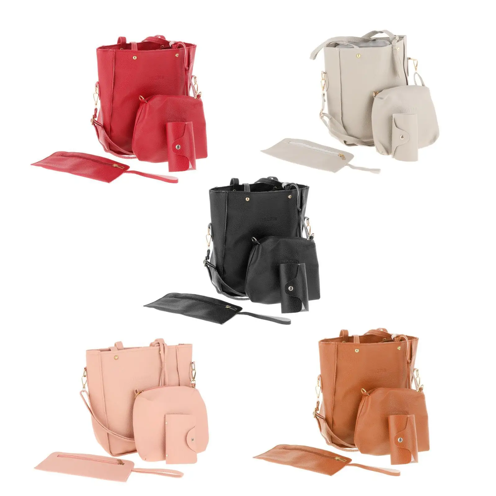 PU Leather Shoulder Satchel Set 4 in 1 Womens Handbag Purse Clutch Luxury Bag for Office Shopping Events