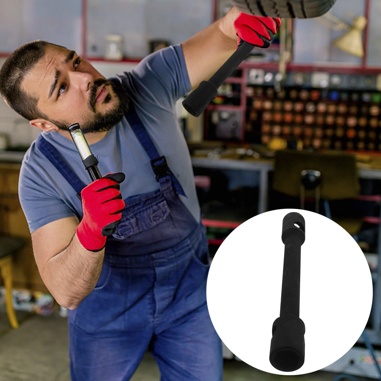 

Tire Disassembly Wrench Kit Socket Type Car Repair Tool for Wheel Lug Nuts 24Mm 27Mm 30Cm High Torque Corrosion Resistant