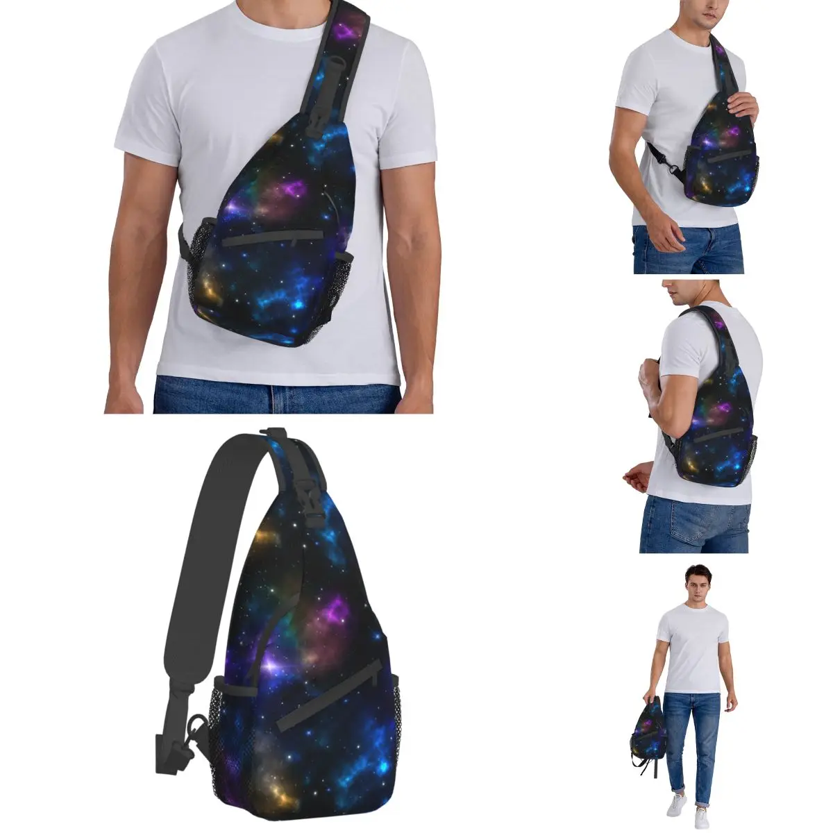 Galaxy Wall Art Stars Crossbody torba na ramiączkach z wzorem torby na klatkę piersiową kosmiczny plecak na ramię plecak dla podróżujących wędrówek sportowych