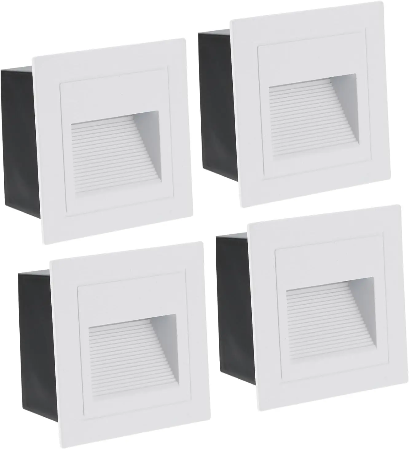 LED Step Light, 4 Pack 3W Recessed Stair Light Aluminum Waterproof 105lm Warm White Stairway Lights Indoor Outdoor, Grey Shell