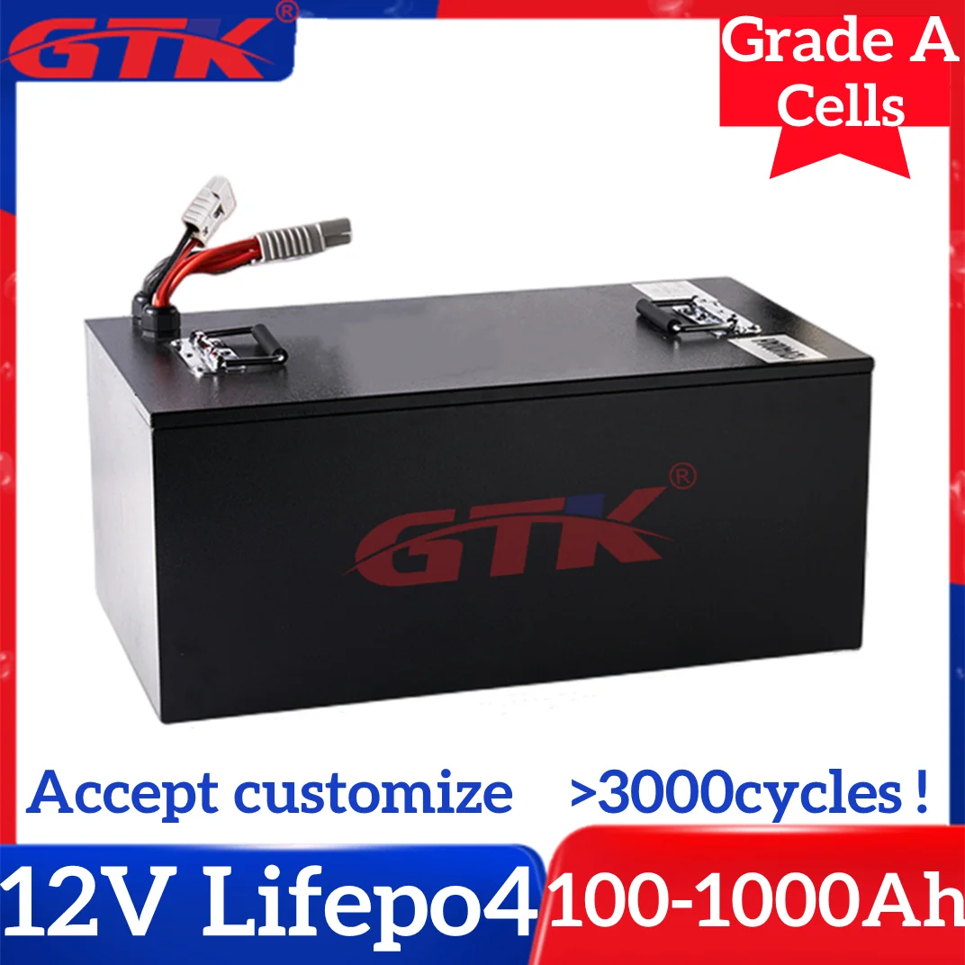 GTK Batterie 12V Lifepo4 Lithium 100Ah 200Ah 300Ah 500Ah 600Ah 800Ah 900Ah 1000Ah Battery for Off-Grid UPS Boat Trolling Motor