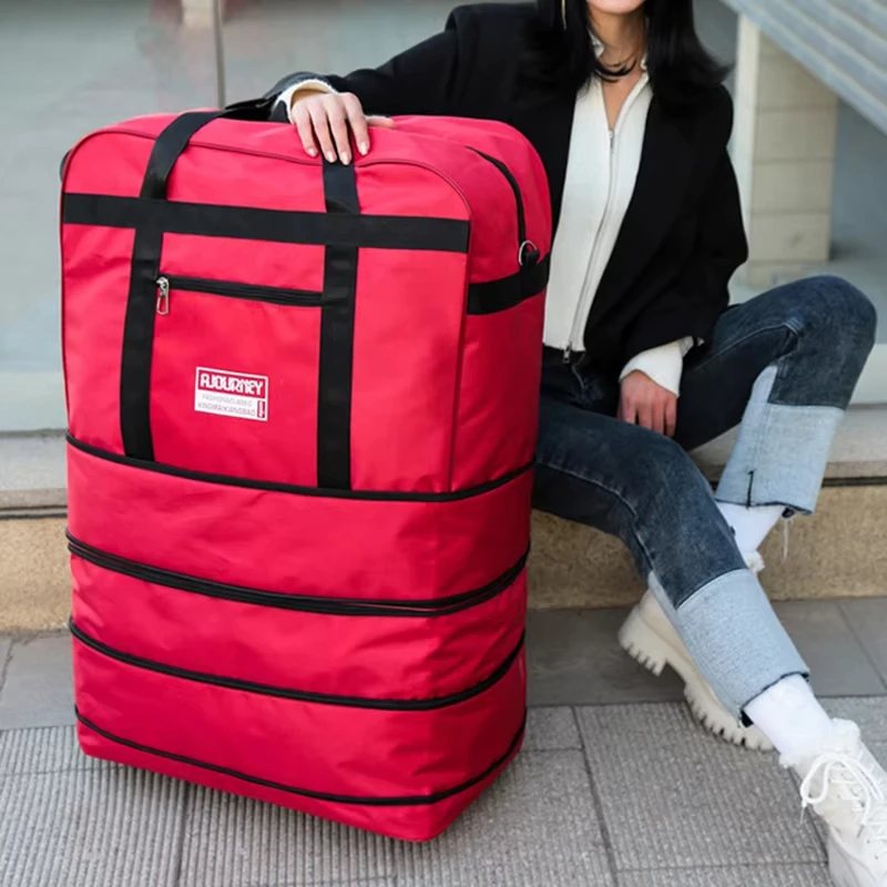 折りたたみ式ユニセックスユニバーサルホイール付きトラベルバッグ拡張可能な大容量荷物バッグホイール付きキャリーオントロリーキャリア