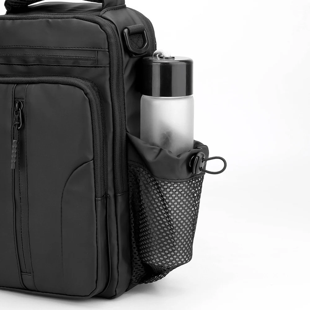 CFUN YA Men Nylon Chest Sling Bag with Side Bottle Pocket Multiple Zip Compartments and Adjustable Strap for Daily Travel