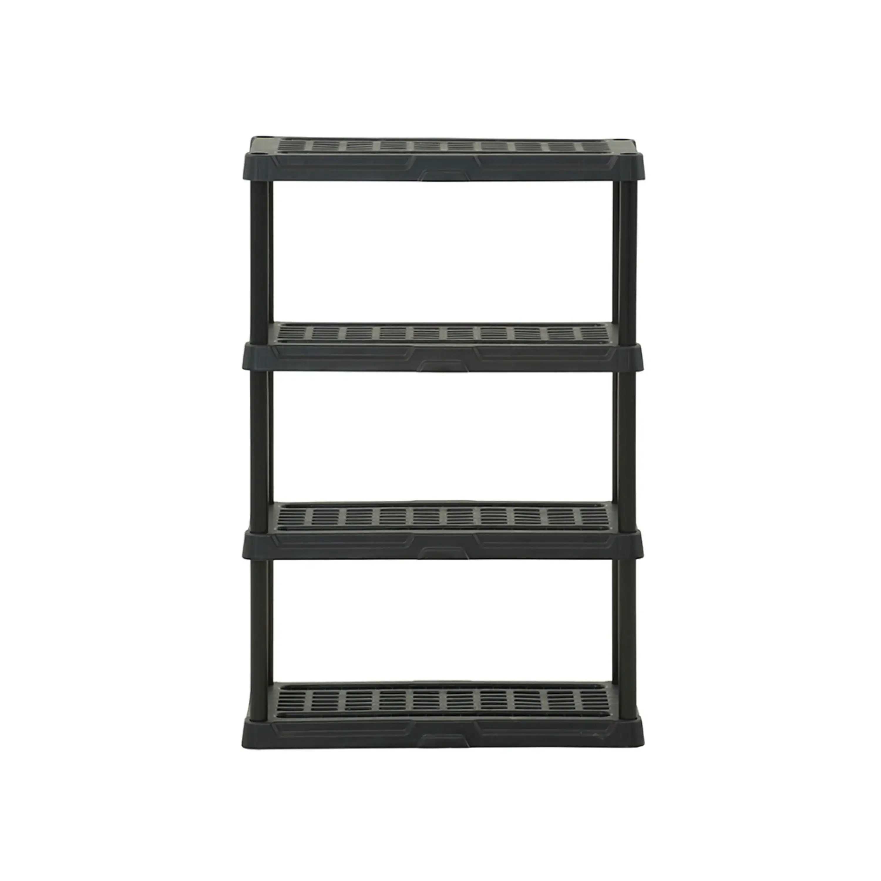 

Black Plastic 4-Tier Shelf 36" W x 18" D x 53" H, Up to 600 lb Total Capacity