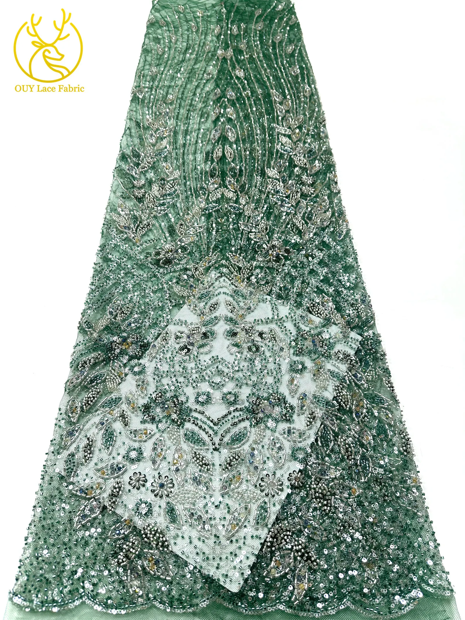 5 Yards nigerianischer Perlen-Spitzenstoff 2026, neues Design, afrikanischer französischer Pailletten-Spitzenstoff, geeignet für Damen-Hochzeits-Party-Kleider – Detail 18