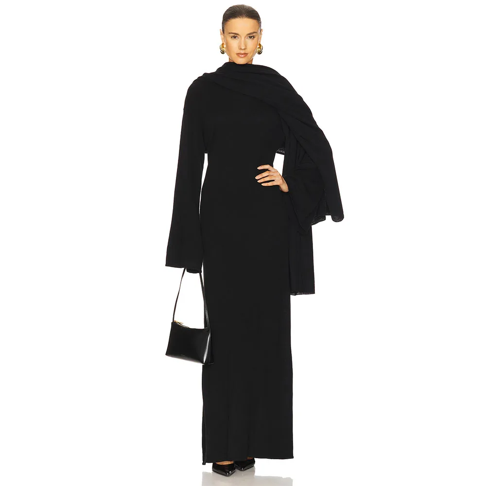 

Modern Black Women's Evening Gown A Line Evening Dress Long Sleeves Simple Floor Length Formal Party Dress2025 Long