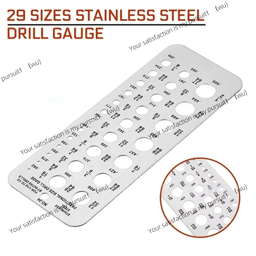 

ZOCI-Stainless Steel Drill Bit Gauge 29-Holes 1/16 Inch To 1/2 Inch Screw Gauge Card Multifunctional Diameter Index Gauge