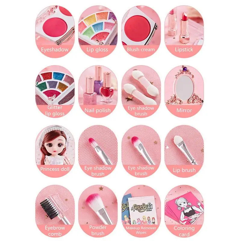水溶性女の子メイクおもちゃシミュレーション化粧品セット赤ちゃんごっこ遊びマニキュア口紅アクセサリー人形子供のおもちゃギフト