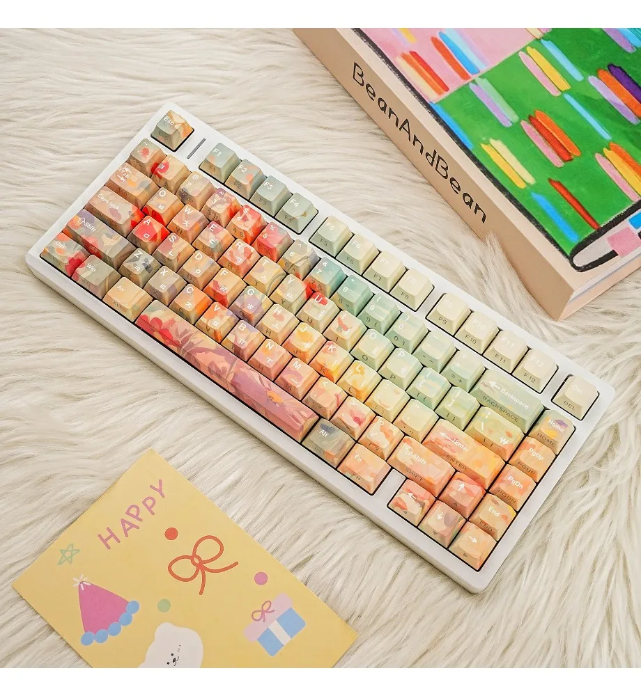 Keycap Garden Double Engraving Transparent Pbt Original Full Set of Keycaps Korean Russian German Western Grammar AR