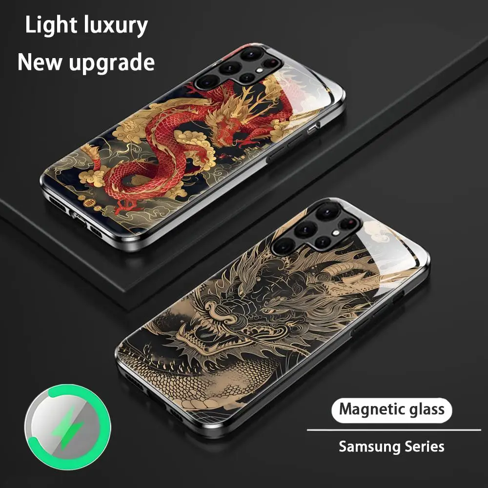 Dragon pattern Cool Hot Phone Case For Samsung S26 S25 S24 S23 S22 S21 S20 Plus Ultra Glass Magnetic Case