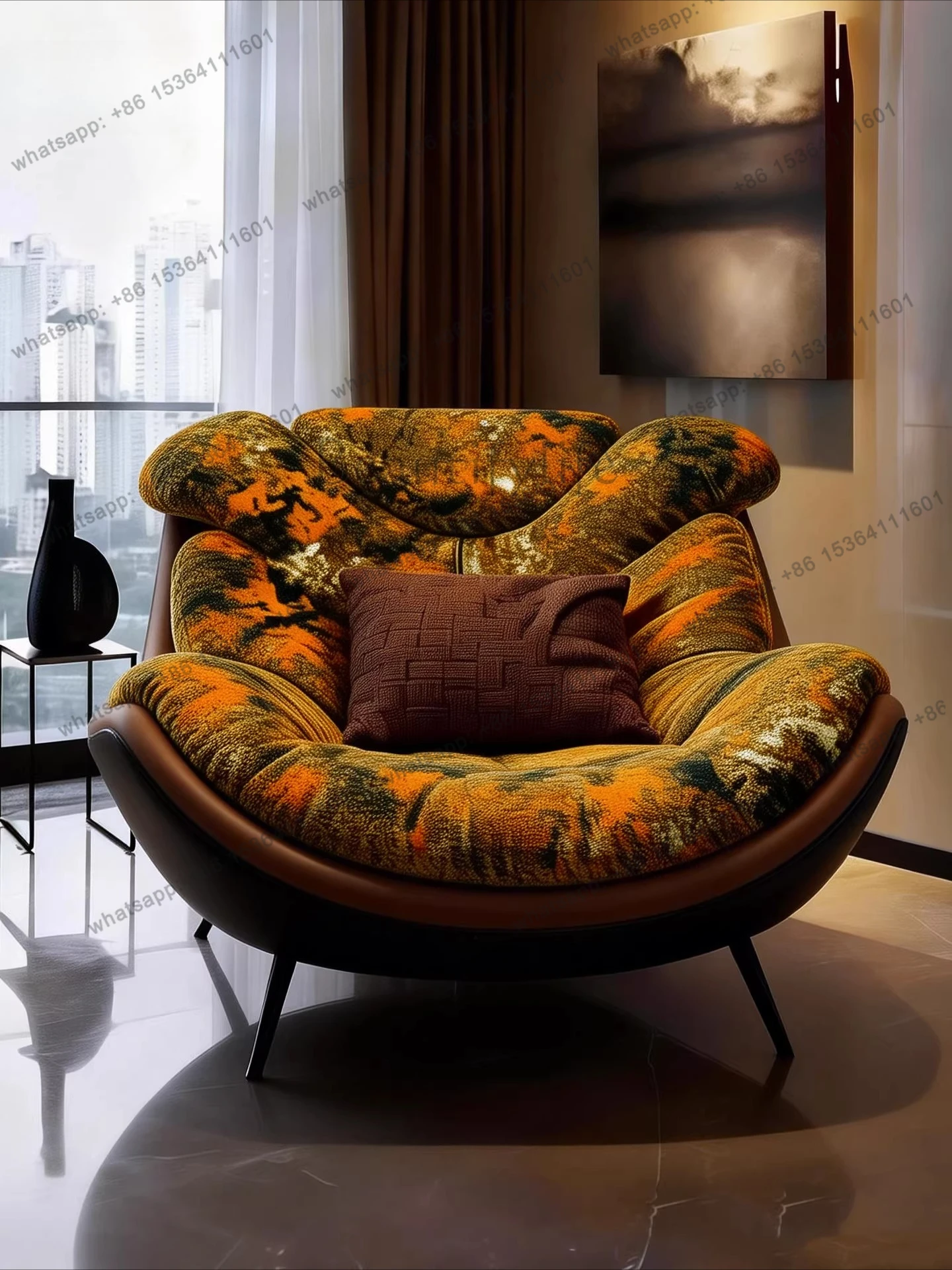 XX Italian Minimalist Single Chair Creative Retro Modern Minimalist Fabric Leisure Recliner
