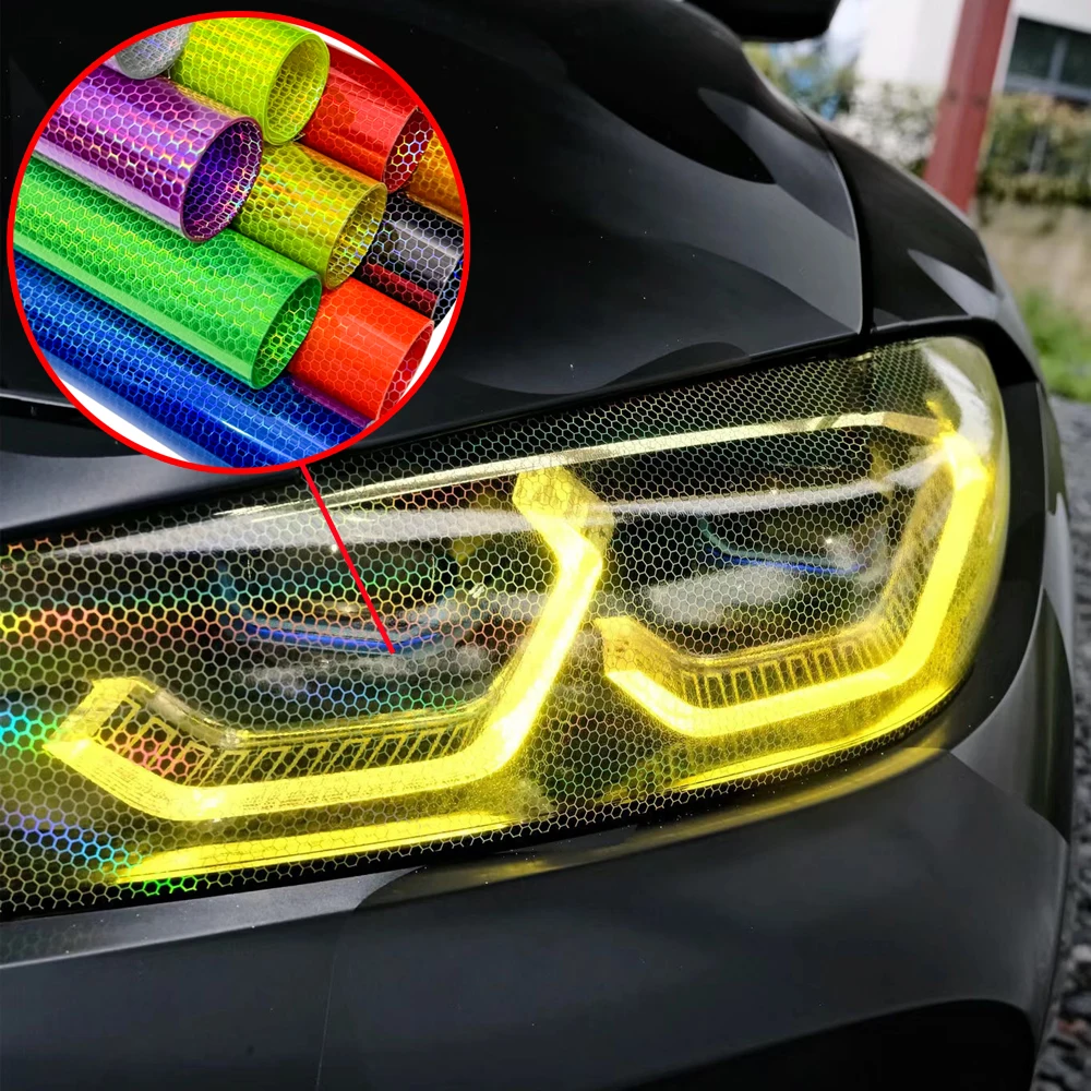 

Car Laser Honeycomb Headlights Taillight Lamp Vinyl Wrap Automobile Headlight Tint Waterproof Film Fog Light Taillight Stickers