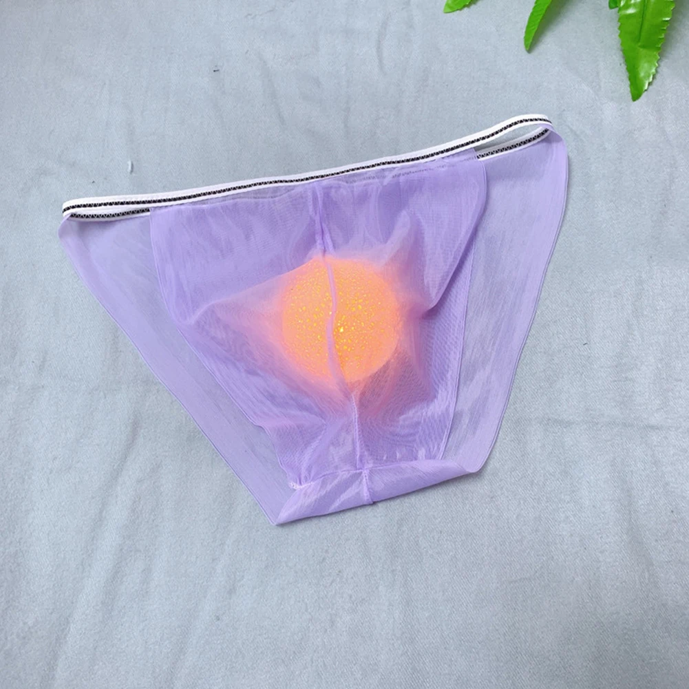 

Men Sissy Mesh Briefs Ball Pouch Panties Transparent Underwear See-Through Underpans Gays Smooth Imitation Silk Panties Lingerie