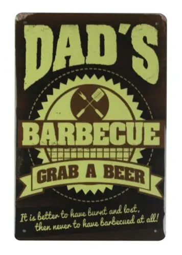 decorative items Dad's barbecue grab a beer metal sign