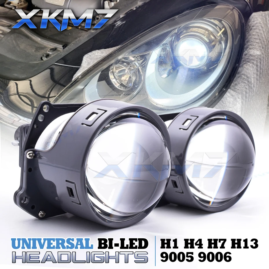 3 inch 80W Bi LED Headlight Lenses Projector Angel Eyes Shrouds Car LED Lights H1 H7 H4 LED Lamp 9005 9006 Headlamp Tuning Kit