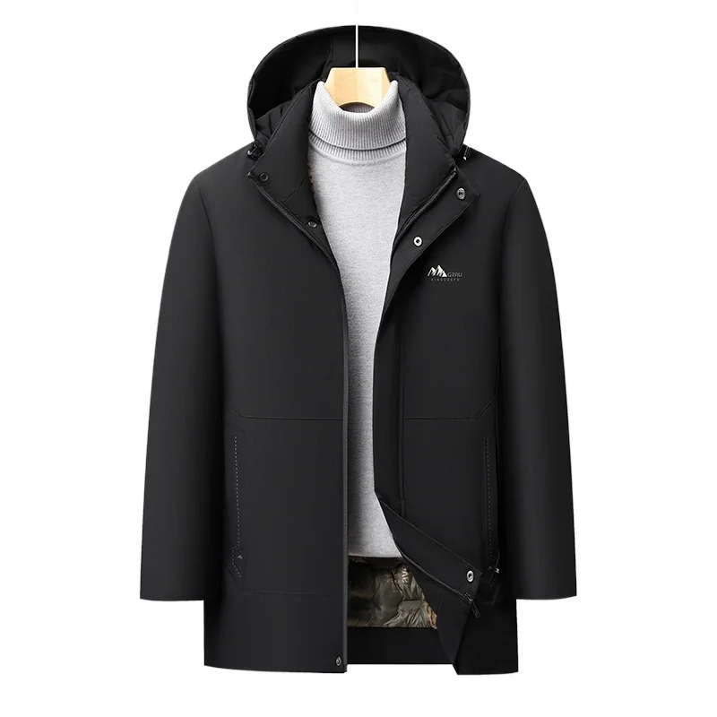 

Новая зимняя мужская хлопковая куртка, утепленное повседневное молодежное пальто средней длины с капюшоном