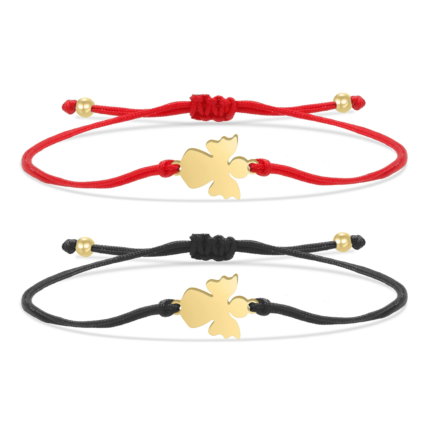 Vergulde Roestvrijstalen Engelenvleugel Bedel Verstelbare Armband Vrouwen 2024 Nieuwe Mode Rode String Handgemaakte Vriendschapssieraden