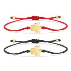 Gold-plated Stainless Steel Angel Wing Charm Adjustable Bracelet Women 2024 New Fashion Red String Handmade Friendship Jewelry