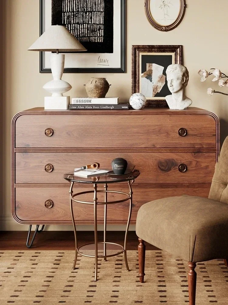 American retro drawer dining side three-bucket cabinet wabi-sabi locker furniture