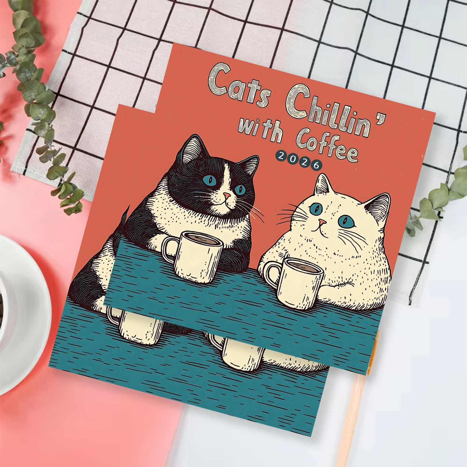 2026 Cute Cat Calendar Kitten Pattern Calendar Work Plan Calendar Decorative Calendar Suitable For Bedroom And Study Etc