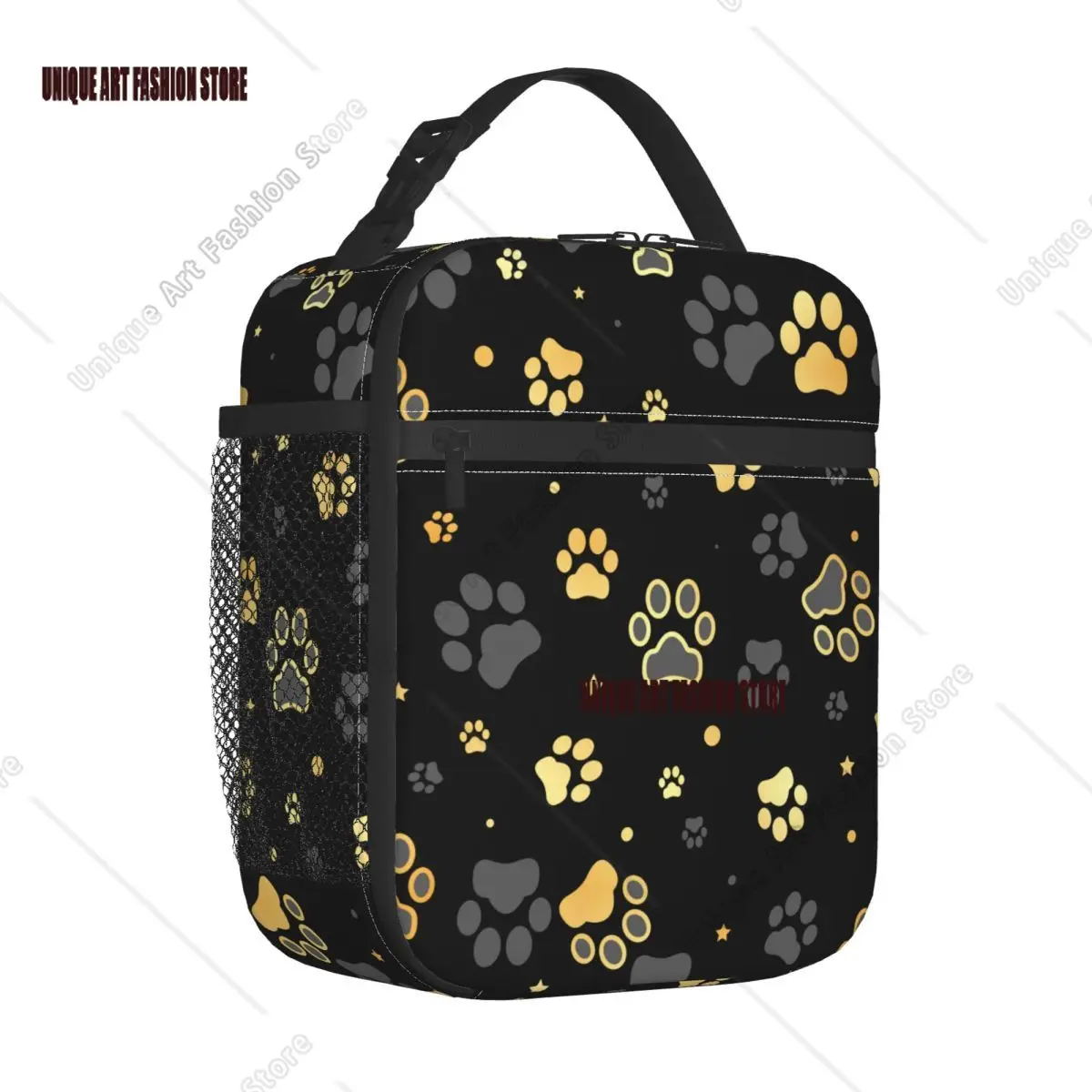 

Gold Dog Paw Insulated Lunch Bag Thermal Bag Reusable Lunch Container Animal High Capacity Tote Lunch Box Men Women Work Travel