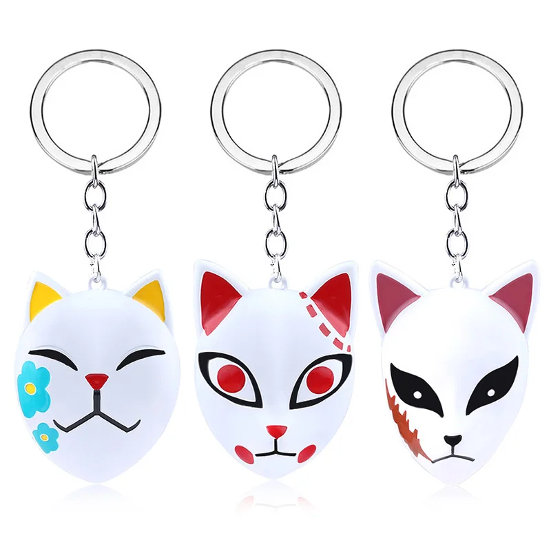 

Anime Demon Slayer Mask Fox Keychain Anime Character Kamado Tanjirou Tomioka Giyuu Keyring For Women Men Backpack Charm Gifts