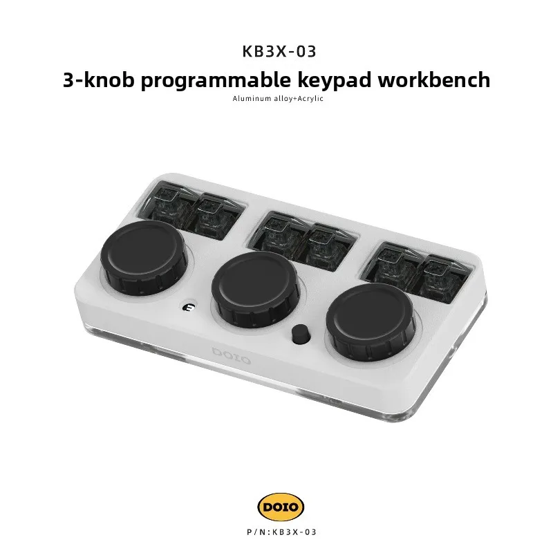 DOIO KB3X-03 Programmeerbare toetsenbordwerkbank 6 toetsen 3 knoppen PS/PR Snelkoppeling Bediening Combinatiesleutel RGB Aangepast kantoortoetsenbord
