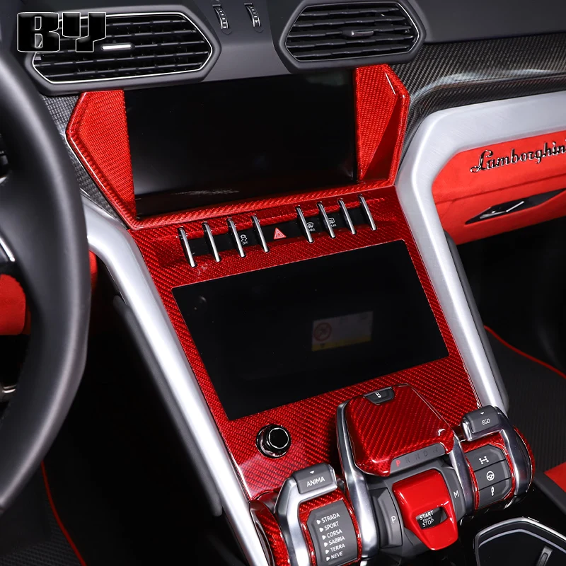 For Lamborghini URUS 2018-2025 Red Carbon Car Interior Dashboard Air Vent Panel Cover Trim Auto Accessories